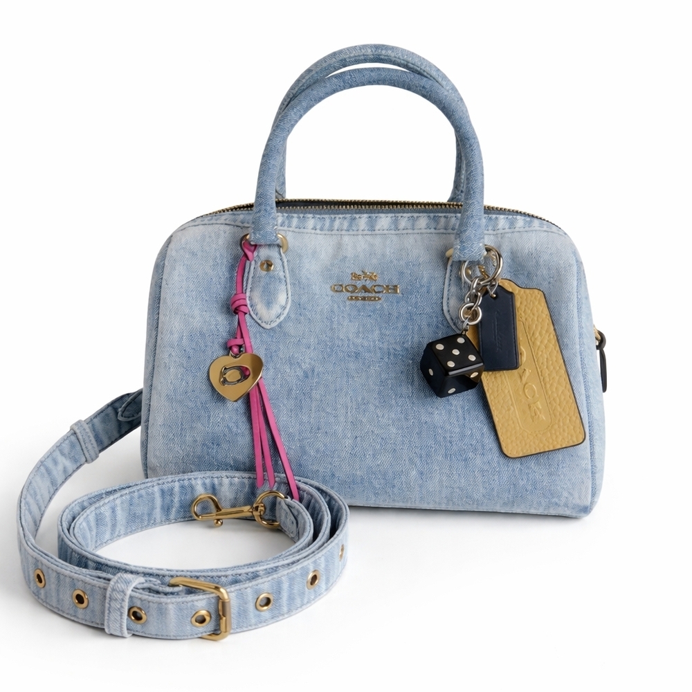 SOLD!!!! MEDIUM Coach Rowan Loved  Light Blue Denim NWT SHIP SAME DAY